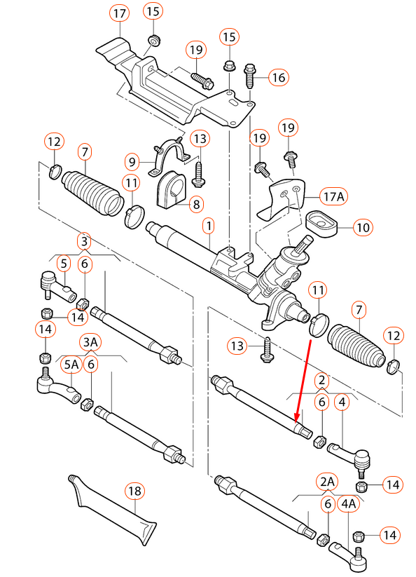 new volkswagen beetle 9c1 steering rack left tie rod 1j0422803h original