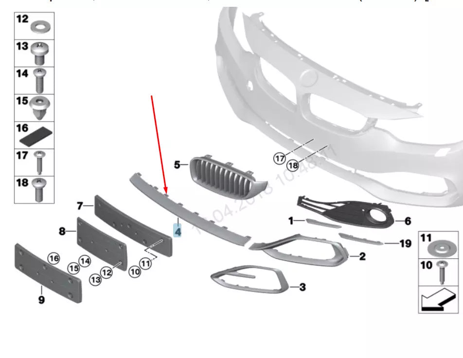 NEW BMW 4 F32 FRONT BUMPER LOWER GRILLE 51117315270 7315270 2016 ORIGINAL