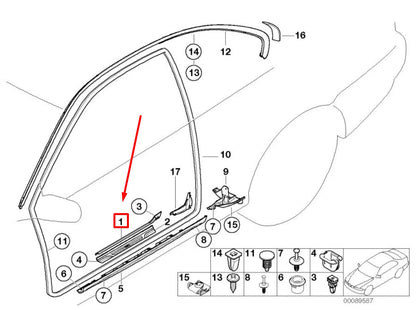 NEW BMW 3 E46 FRONT RIGHT INTERIOR DOOR SILL TRIM 51478239961 8239961 ORIGINAL