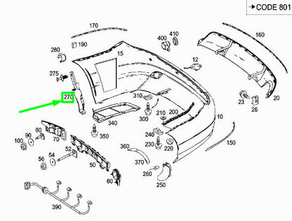 new mercedes-benz c w204 rear bumper side mounting support a2048800414 original