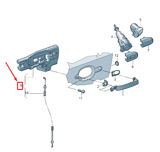 new audi tt 8j front right door handle mounting bar lhd 8j0837886a original