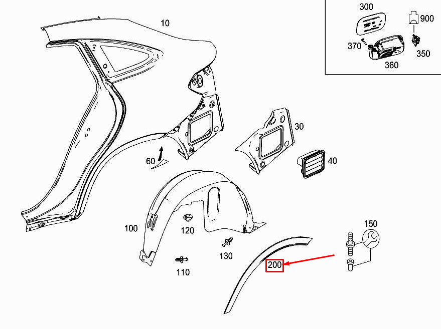 new mercedes-benz gle coupe c292 rear left fender molding a2928854100 original