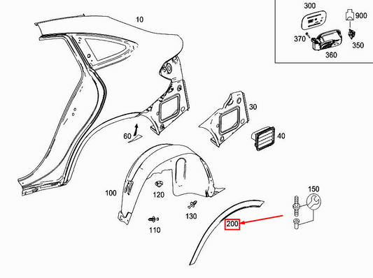 new mercedes-benz gle coupe c292 rear left fender molding a2928854100 original