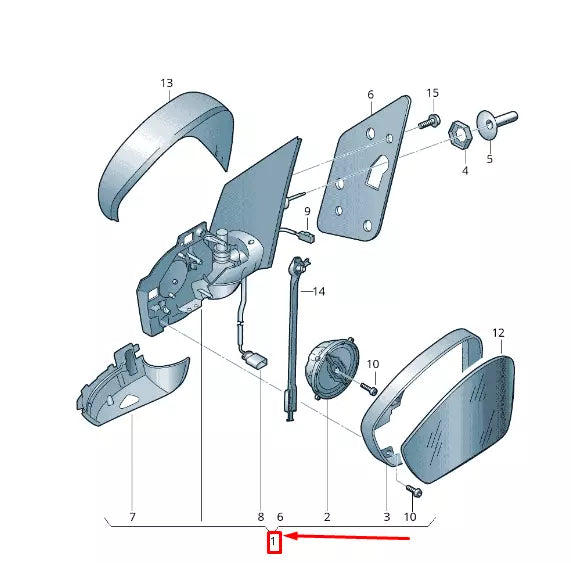 NEW VW UP 12 FRONT RIGHT SIDE WING MIRROR LHD 1S1857508AL9B9 ORIGINAL