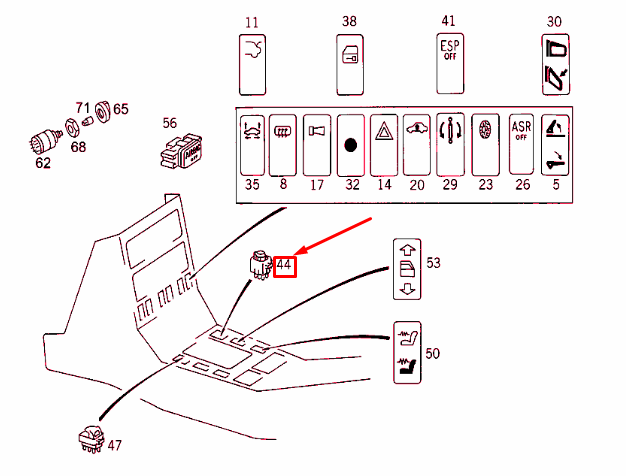 NEW MERCEDES-BENZ SL R129 MIRROR CONTROL SWITCH A1248205410 ORIGINAL