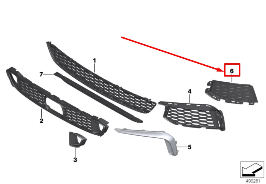 NEW BMW 5 G30 FRONT RIGHT LOWER GRILL COVER 51118064966 8064966 ORIGINAL