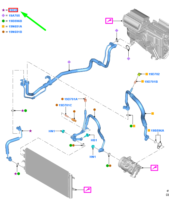 new ford mondeo mk5 ac hose pipe 2438990 js7h-19n651-ac original