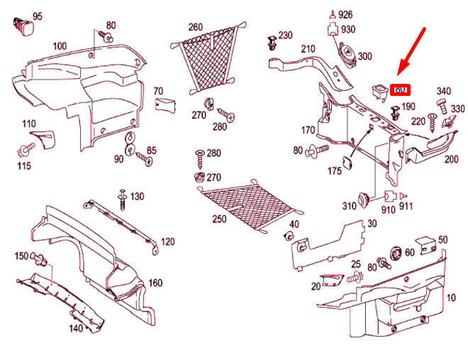 NEW MB C W203 LUGGAGE COMPARTMENT TUBULAR FRAME BRACKET A23069400109C75 ORIGINAL