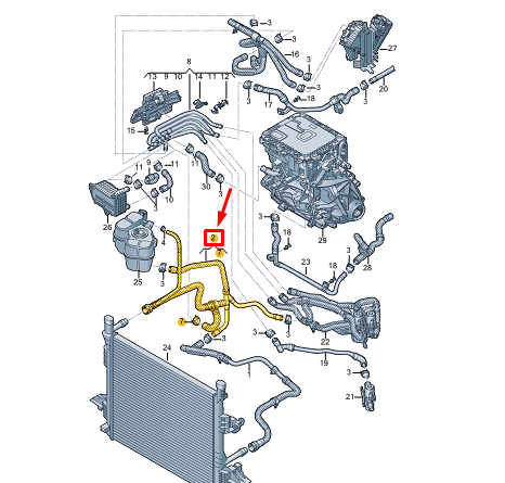 new audi q4 e-tron engine coolant hose 1ea122101cf original