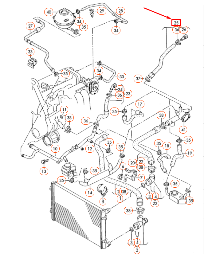 NEW VOLKSWAGEN BEETLE 9C ENGINE COOLANT HOSE 1C0121081B ORIGINAL
