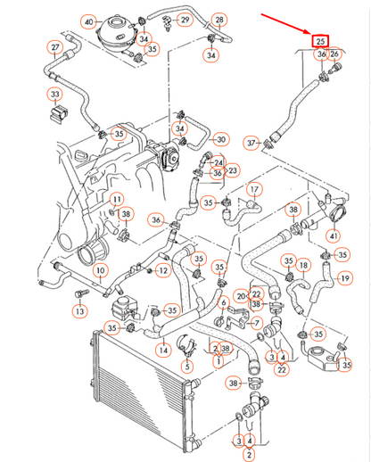 NEW VOLKSWAGEN BEETLE 9C ENGINE COOLANT HOSE 1C0121081B ORIGINAL