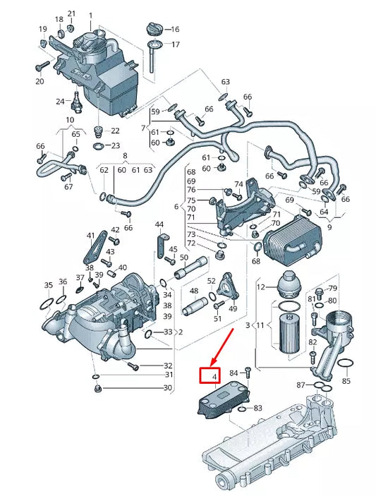 NEW AUDI R8 4S ENGINE OIL COOLER 07L117021M ORIGINAL