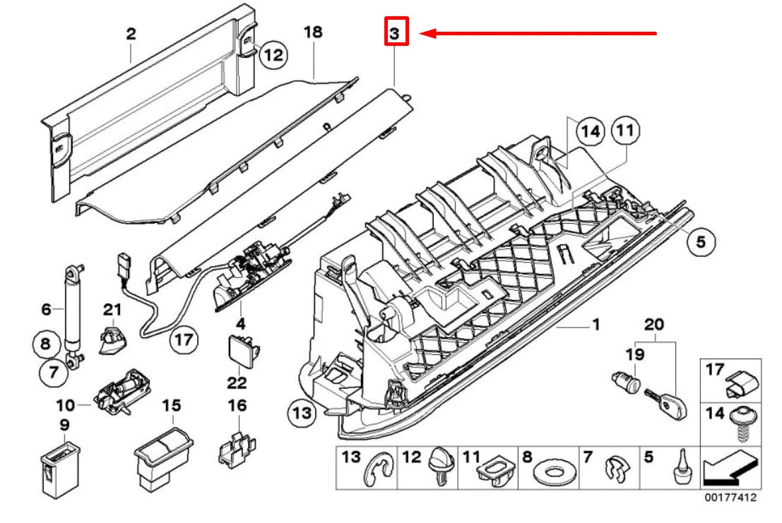 NEW BMW 3 CABRIO E93 FRONT UPPER GLOVE BOX LATCH 51166812259 6812259 ORIGINAL