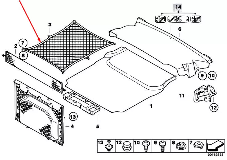 NEW BMW 3 E93 LUGGAGE FLOOR SAFETY NET CARGO 51479123752 9123752 2009 ORIGINAL