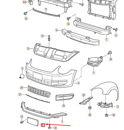 NEW VW BEETLE A5 FRONT LICENSE PLATE HOLDER 5C5807287D9B9 ORIGINAL