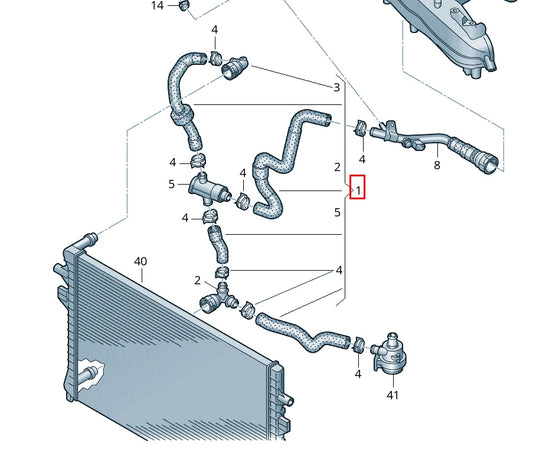 NEW VOLKSWAGEN GOLF MK8 CD1 RIGHT SIDE WATER RADIATOR HOSE 5WA121049J