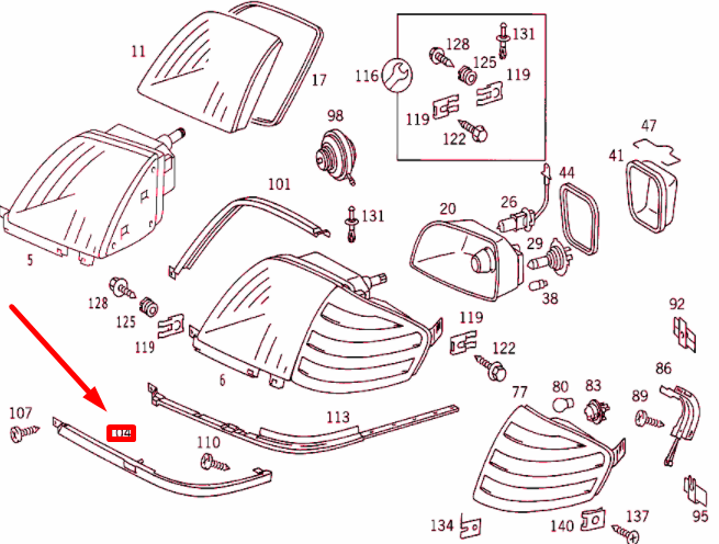 NEW MERCEDES-BENZ SL R129 FRONT LEFT LIGHTING UNIT COVER A1298260577 ORIGINAL