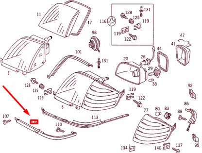 NEW MERCEDES-BENZ SL R129 FRONT LEFT LIGHTING UNIT COVER A1298260577 ORIGINAL