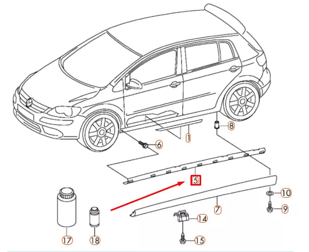 NEW VOLKSWAGEN GOLF MK6 LEFT SIDE SILL PANEL RETAINING STRIP 1K0853543B ORIGINAL