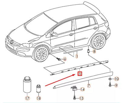 NEW VOLKSWAGEN GOLF MK6 LEFT SIDE SILL PANEL RETAINING STRIP 1K0853543B ORIGINAL