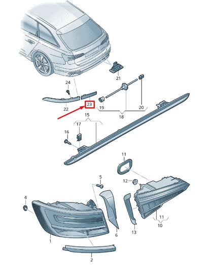 NEW AUDI A6 C8 REAR LEFT INNER BUMPER REFLECTOR 4K0945103D ORIGINAL