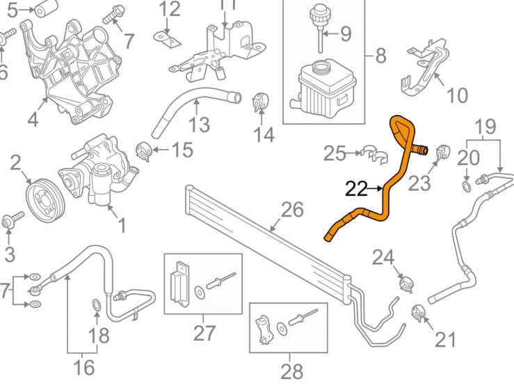 NEW AUDI Q7 4L POWER STEERING RETURN HOSE 7L8422895E