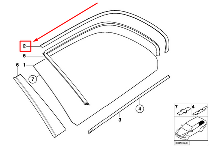 new bmw 5 e39 rear left window upper covering 8189297 51368189297 original