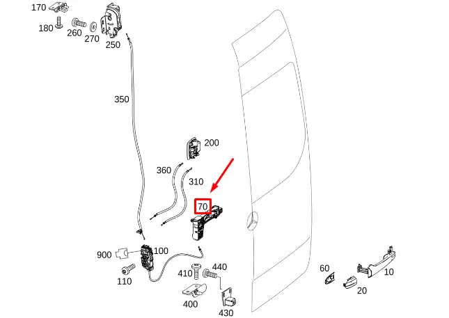NEW MERCEDES-BENZ SPRINTER 907 REAR-END RH DOOR HANDLE BASE A9107606800 ORIGINAL