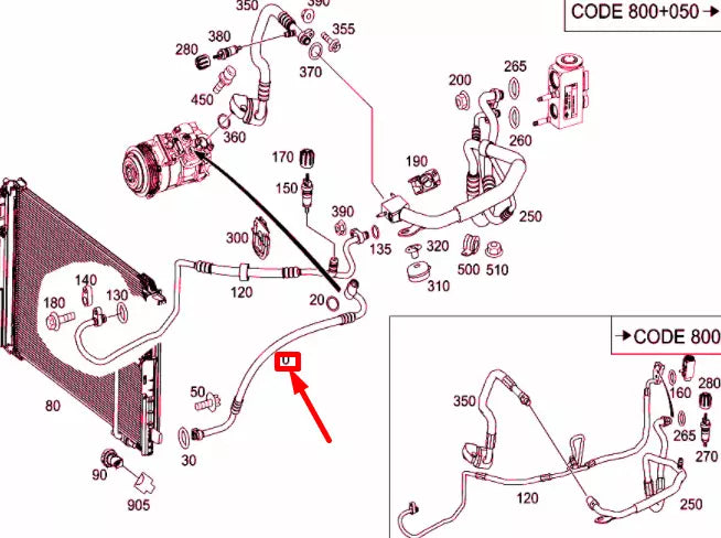NEW MB E W212 COMPRESSOR TO CONDENSER REFRIGERANT LINE A2128302500 ORIGINAL