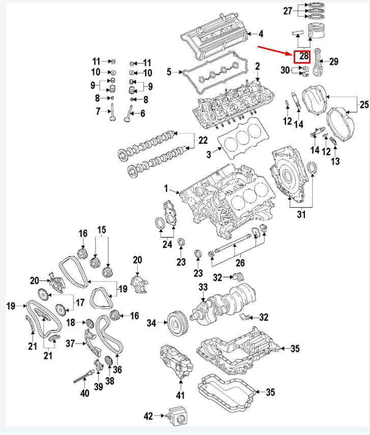 NEW AUDI A4 AVANT B8 ENGINE PISTON CYLINDERS 4-6 06E107065DM ORIGINAL