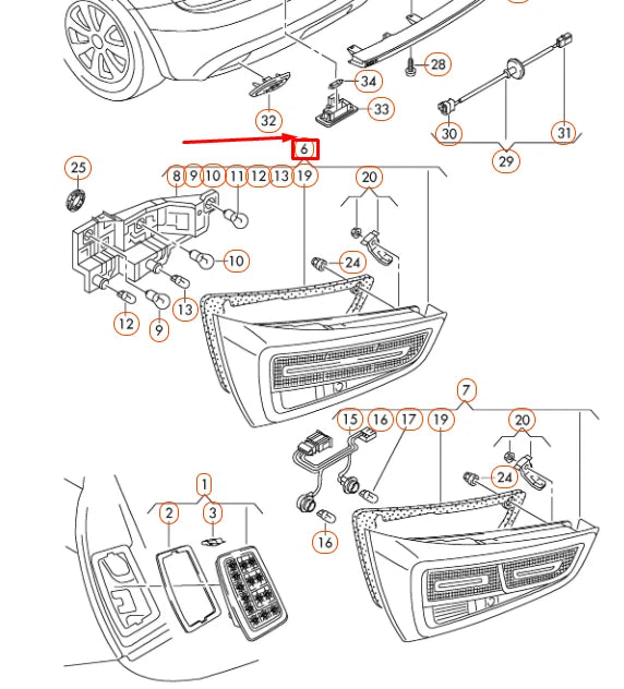 NEW AUDI A1 8X REAR LID RIGHT TAILLIGHT 8X0945094D