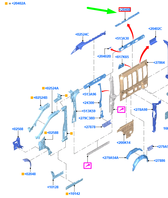 new ford transit mk4 rear left bodyside reinforcement assy 1842341 original