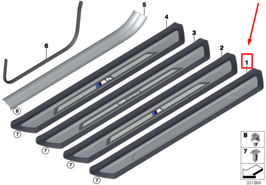 new bmw 4 cabrio f33 door trim sill entrance cover 7345109 51477345109 original