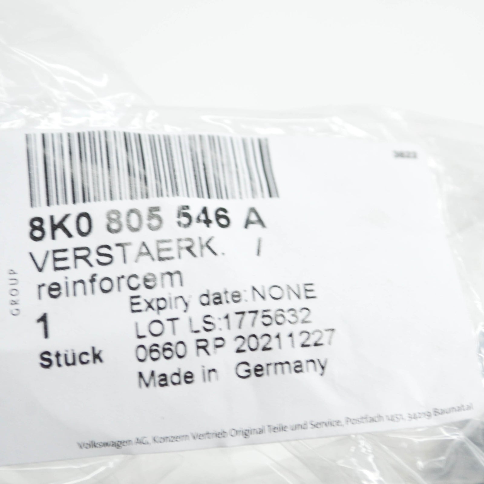 NEW AUDI A4 B8 REINFORCEMENT FOR LOCK CARRIER RIGHT LOWER 8K0805546A ORIGINAL
