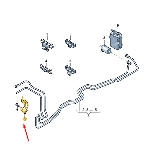 NEW VW TRANSPORTER VI T6 FUEL PIPE BRACKET 7E0201503