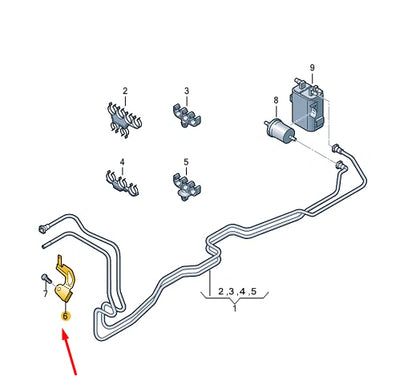 NEW VW TRANSPORTER VI T6 FUEL PIPE BRACKET 7E0201503