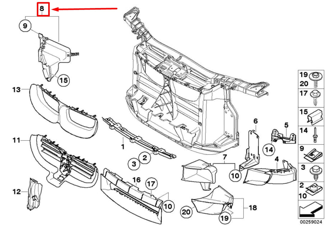 NEW BMW 1 E88 FRONT RIGHT ENGINE OIL COOLER AIR DUCT 51748046326 8046326