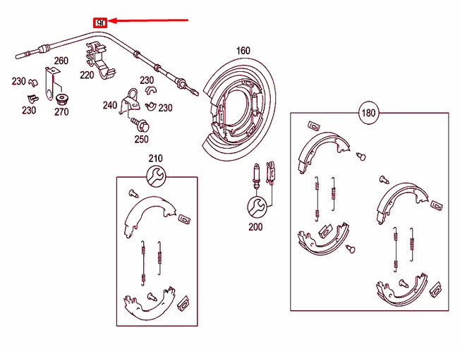 NEW MERCEDES-BENZ ML W163 REAR RIGHT BRAKE CABLE A1634200885 ORIGINAL