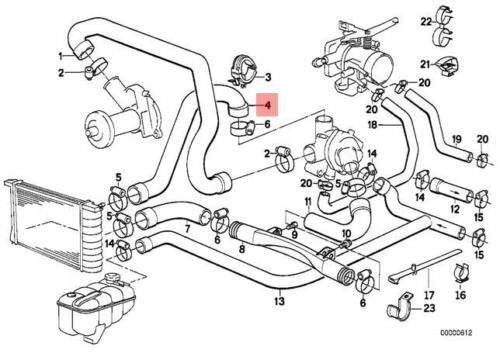 new bmw e30 cabrio coupe sedan cooling system water hose 1722217 11531722217