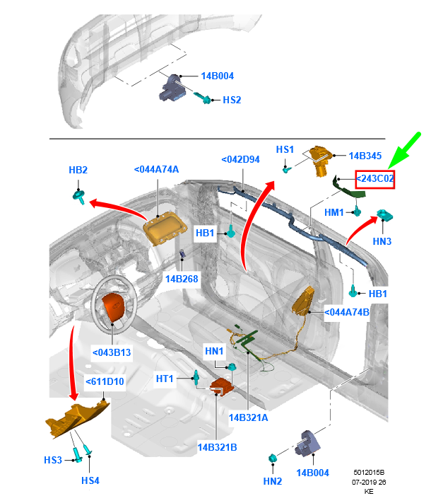 new ford ranger t6 mk1 left side air curtain guide 1910506 original