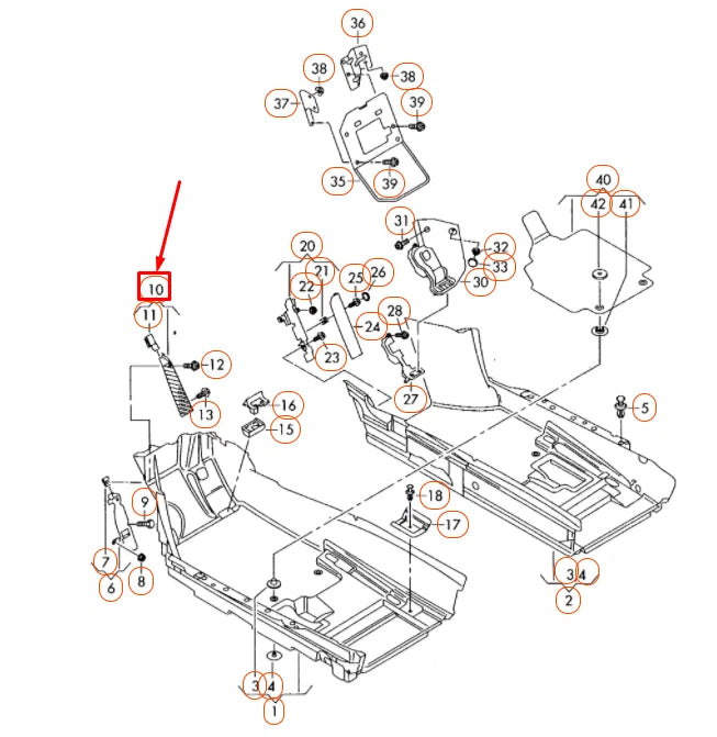 NEW AUDI R8 42 FOOT REST SUPPORT BASE 423864777A4PK ORIGINAL
