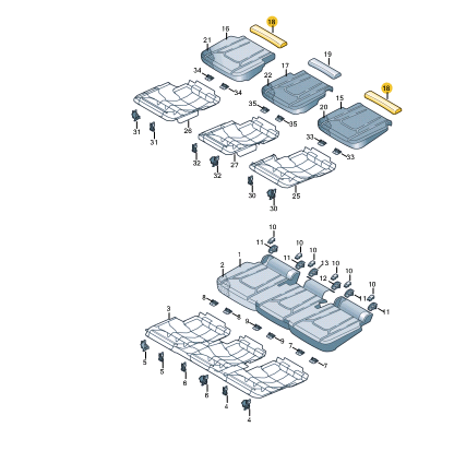 NEW AUDI Q7 4M REAR SEAT CUSHION INSERT 4M0883425A22A ORIGINAL