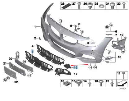 NEW BMW 3 GT F34 FRONT M SPORT BUMPER RIGHT GRILLE TRIM 51118057200 2016