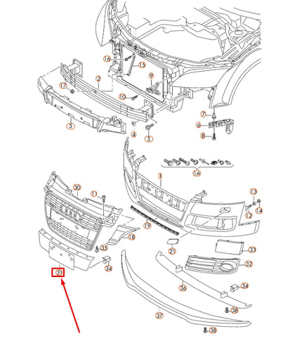 NEW AUDI TT 8J FRONT LICENSE PLATE HOLDER 8J0807285T1RR ORIGINAL