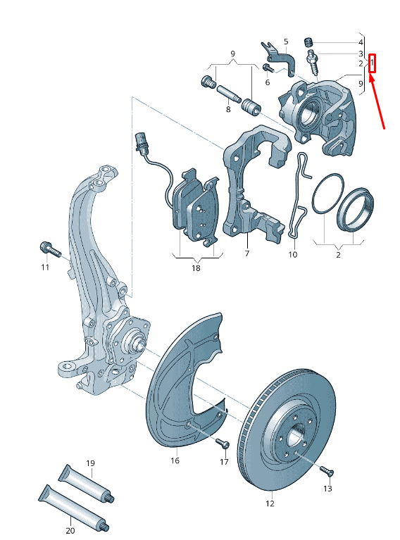 new audi tt fv front right brake caliper 8w0615124 original