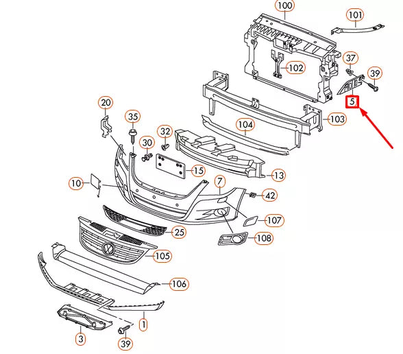 NEW VW TIGUAN MK1 FRONT BUMPER MOUNT BRACKET LEFT SIDE 5N0807183D ORIGINAL
