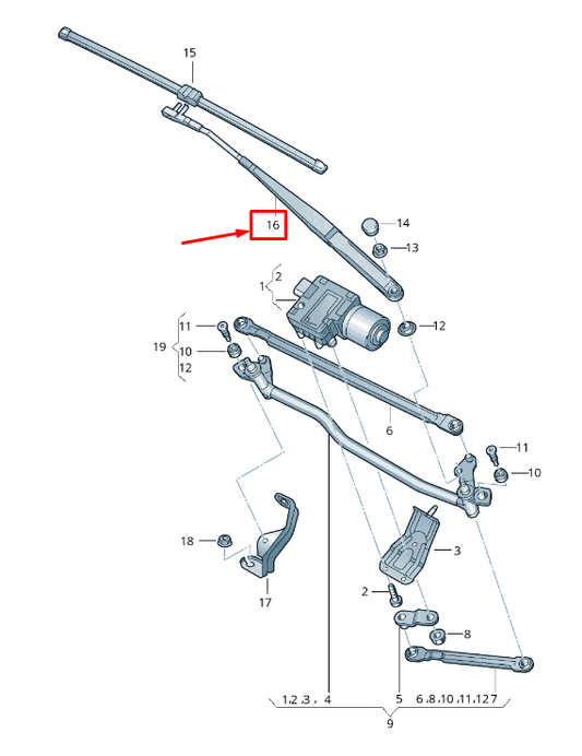 new audi a3 sportback 8p front right wiper arm rhd 8p2955408a original