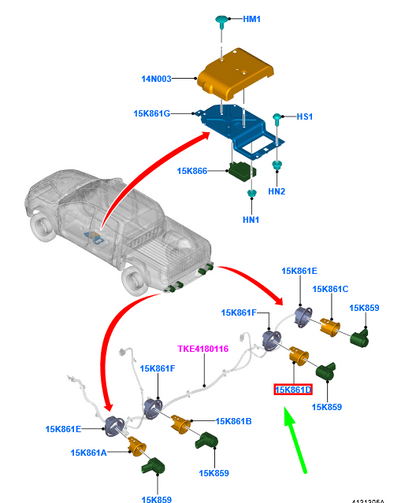new ford ranger t6 mk1 rear right inner par sensor retainer 1733820 original