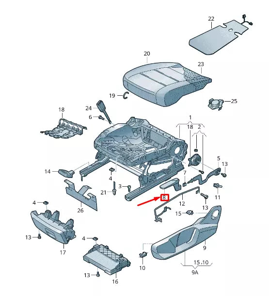NEW VW TOUAREG CR RIGHT SEAT HEIGHT ADJUSTMENT HANDLE 2G088225282V