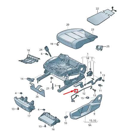 NEW VW TOUAREG CR RIGHT SEAT HEIGHT ADJUSTMENT HANDLE 2G088225282V